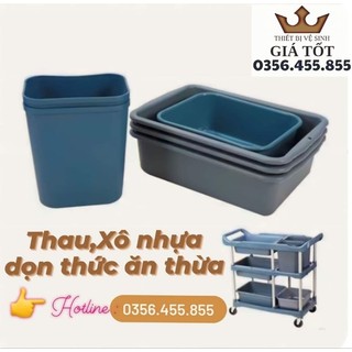 Thau và xô nhựa xe đẩy thu gom chén dĩa trong nhà hàng - Thau,xô thay thế xe dọn thức ăn,chén dĩa
