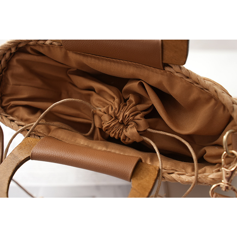Túi cói vuông quai xách gỗ - cầm tay và đeo chéo - (New Arrival)