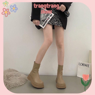 Giày bốt nữ cao cổ kéo khóa cá tính thời trang ulzzang đế cao 4cm g35 - trangtrangshoes