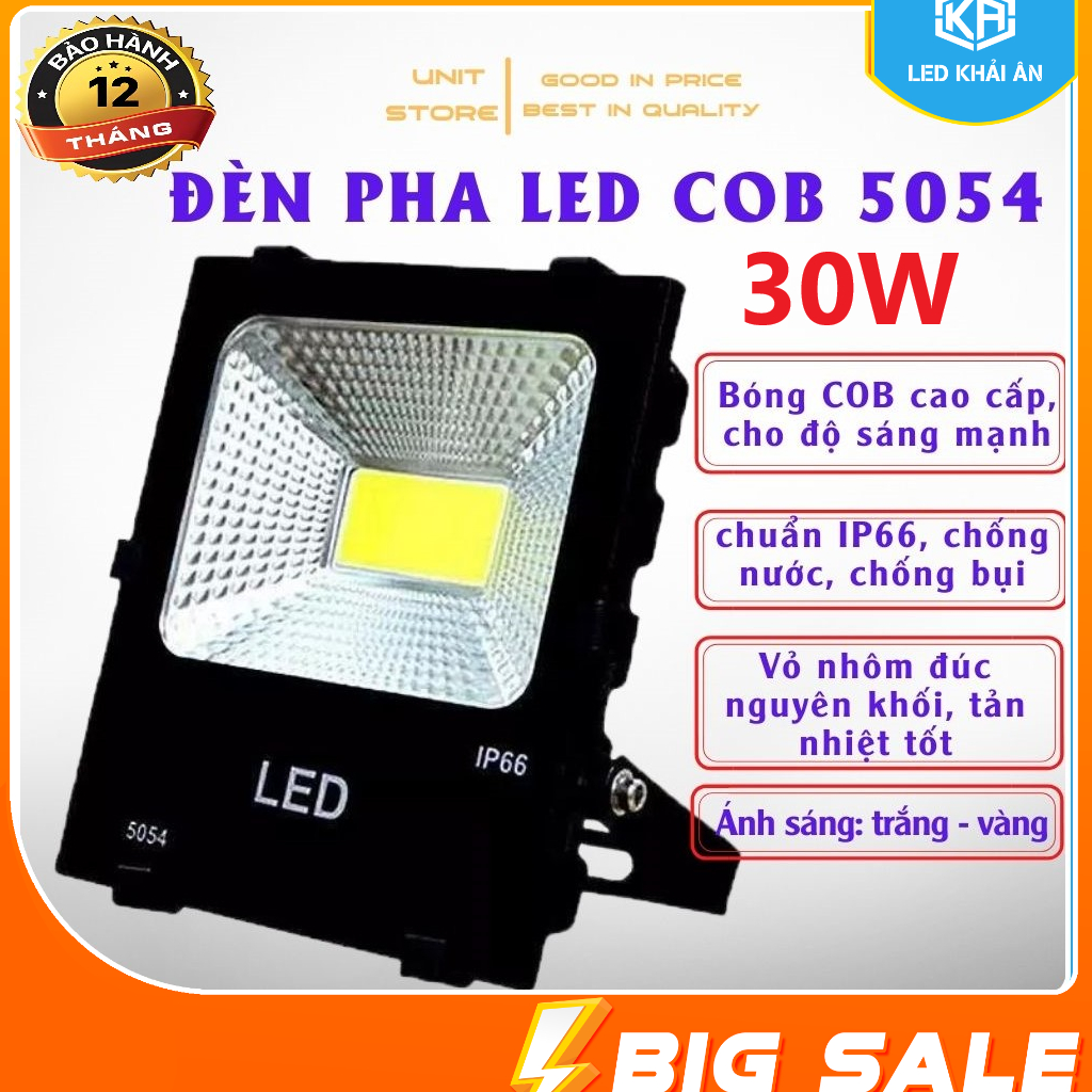 Đèn Pha led Cao cấp chống nước COB 30W( Đủ wat)