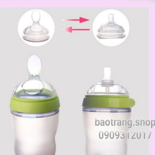 [Siêu rẻ] Núm thìa ăn dặm bình sữa silicon Como 7cm