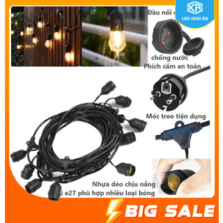 Bộ dây treo kín nước dài 10m 15 đuôi đèn e27