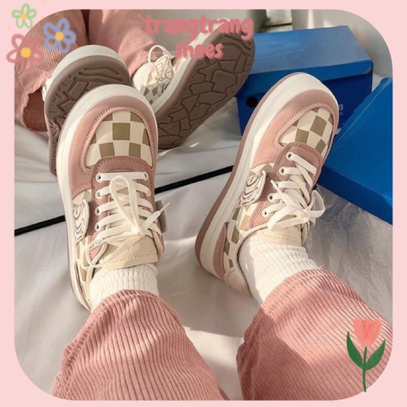 Giày bata thể thao nữ ulzzang đế độn sọc caro đế cao Hot Trend 2023 Hàn Quốc giá rẻ G24 - trangtrangshoes