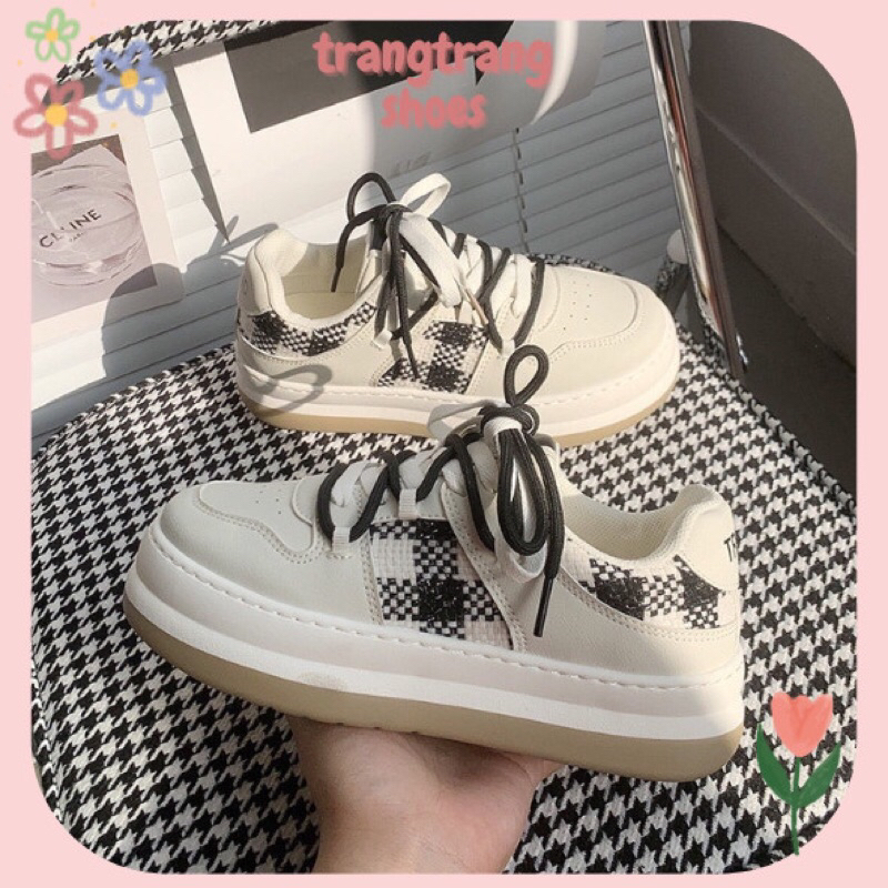 Giày sneaker nữ thể thao độn đế kẻ sọc caro nhiều màu phong cách ullzzang Hàn Quốc giá rẻ G12 - trangtrangshoes