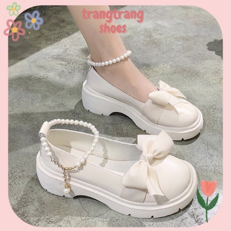 Giày Lolita Búp Bê Nữ Quai Ngọc Mũi Nơ Phong Cách Hàn Quốc Tiểu Thư Giá Rẻ G14 - trangtrangshoes