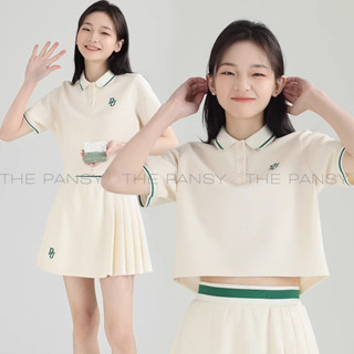 (Sẵn) Áo POLO + váy DESSUU Mã 006 màu kem viền xanh thể thao thepansy