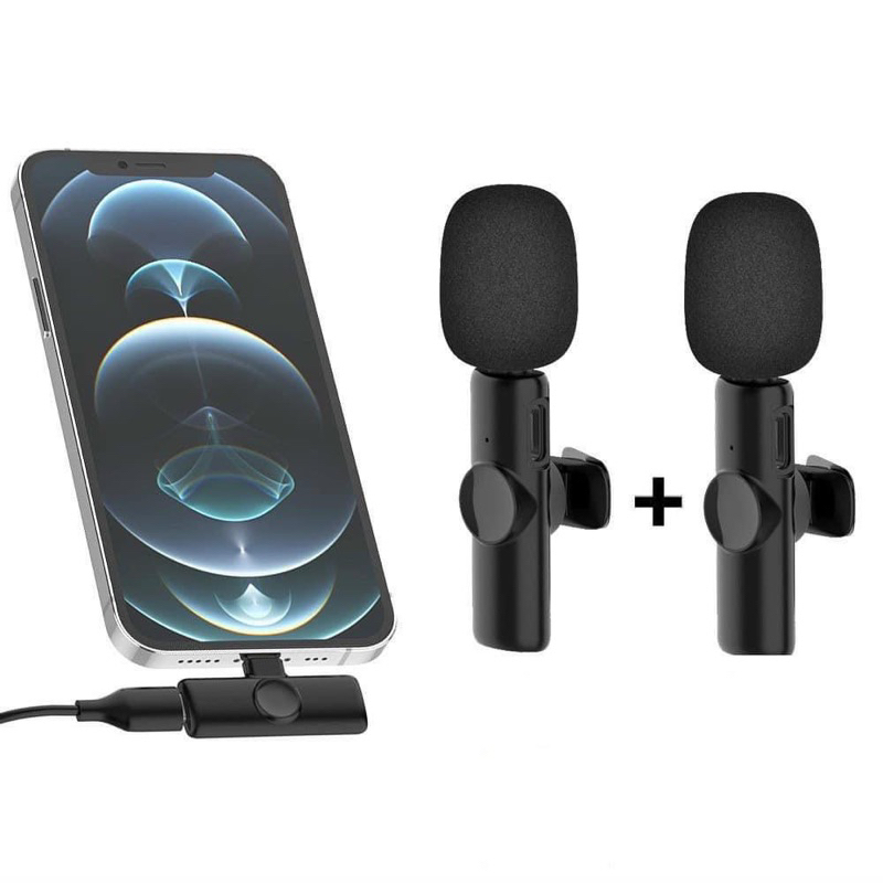 Bộ Micro Thu Âm Không Dây K9 (1 Mic, 2 Mic) Khử Tiếng Ồn Để Livestream Ghi Âm Quay Video Cổng iPhone và Type C (JA SHOP) | BigBuy360 - bigbuy360.vn