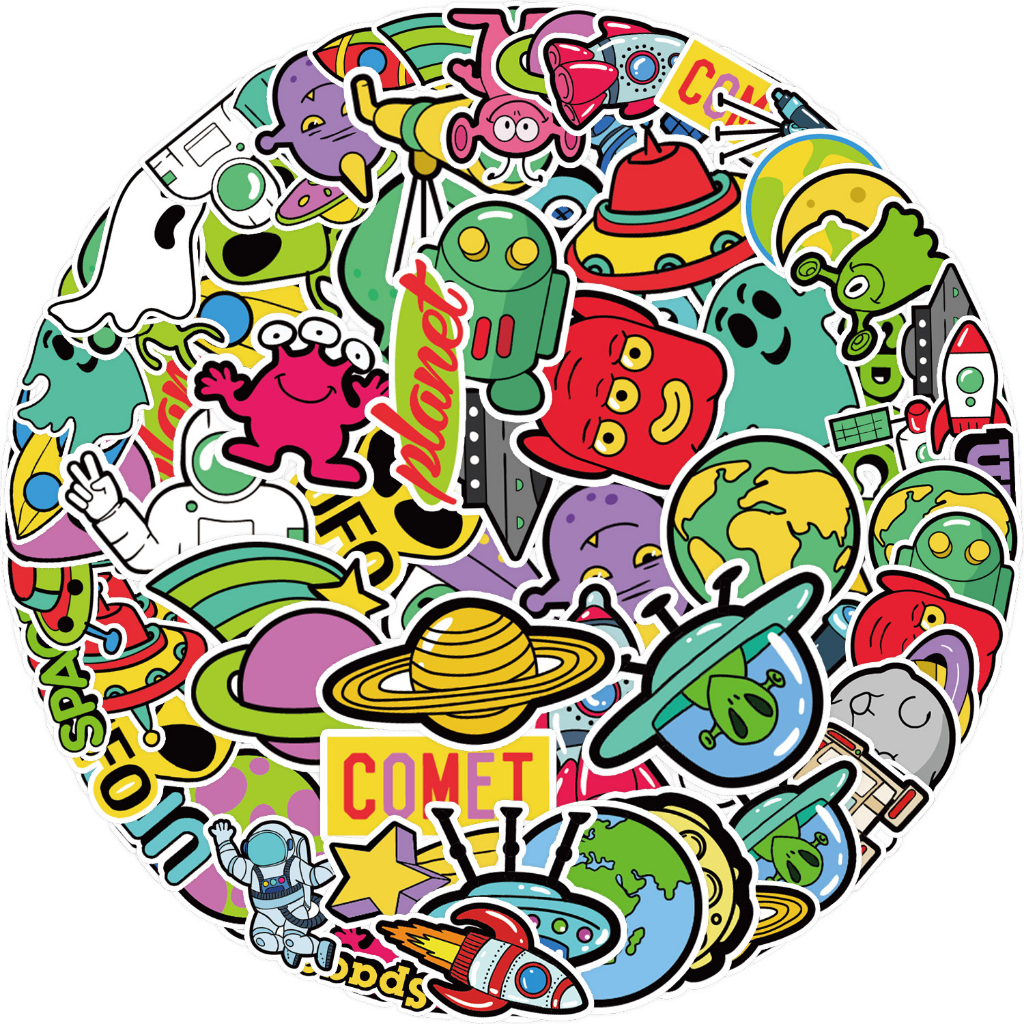 Sticker UFO hoạt hình cute trang trí mũ bảo hiểm,guitar,ukulele,điện thoại,sổ tay,laptop-mẫu S111