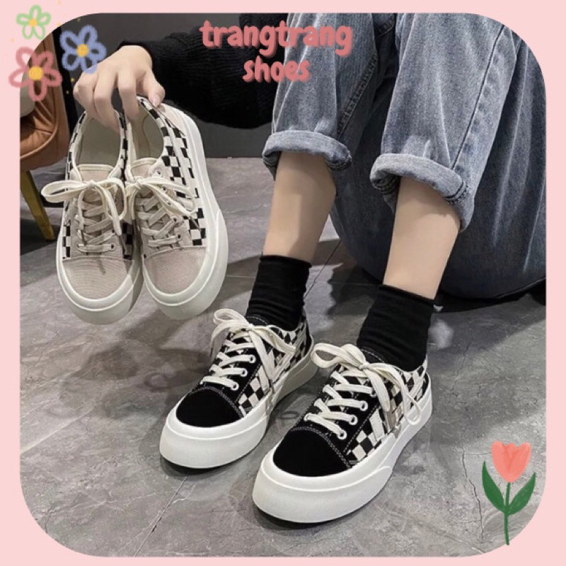 Giày bata thể thao nữ kẻ caro độn đế kiểu dáng học sinh Hàn Quốc G05 - trangtrangshoes