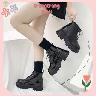 Giày bốt boost nữ cao cấp ulzzang cổ cao da bóng da lì đế cao 5cm giá rẻ G20 - trangtrangshoes