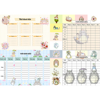 combo 2 tờ Thời Khoá Biểu totoro TKB9 A5 dễ thương hoạt hình