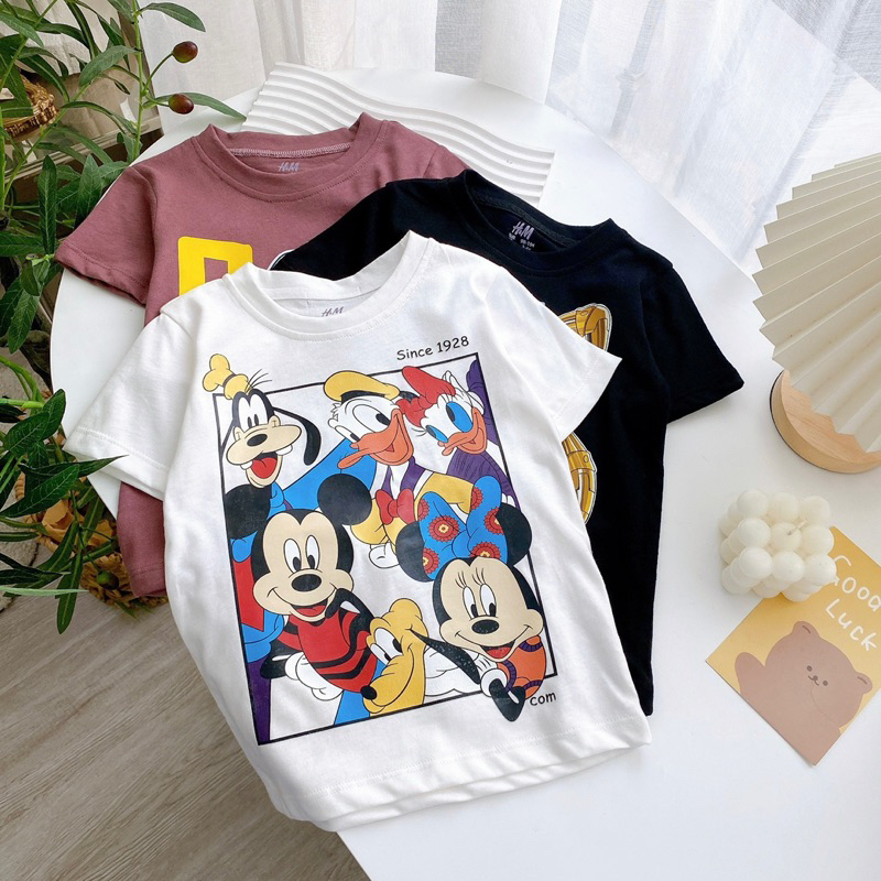 Áo xuất dư. Áo thun bé gái. Áo thun bé trai. Áo cottonÁo unisex. Áo cotton ngắn tay họa tiết đáng yêu bé gái/ bé trai HM