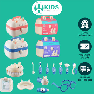 Đồ chơi hộp thiết bị dụng cụ y tế cao cấp hình thỏ X KIDS nhập vai bác sĩ, y tá, nha sĩ, khám răng cho bé trai bé gái