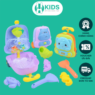 Bộ Vali kéo đồ chơi xúc cát cao cấp hình chú voi, hà mã cỡ lớn X KIDS cho bé trai bé gái đi biển nghịch nước nhà tắm