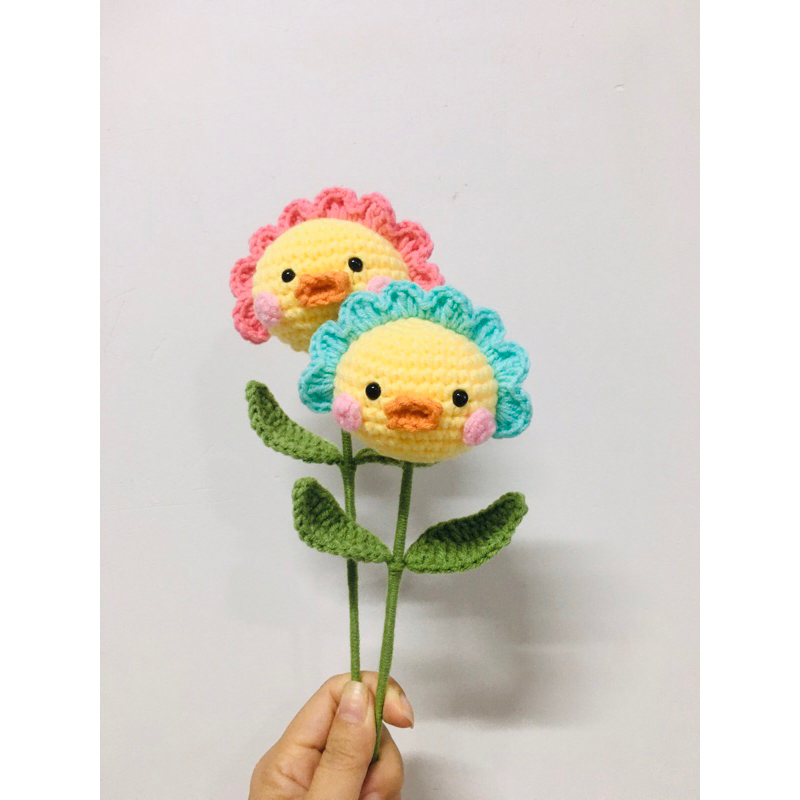 cành hoa đầu gà, vịt bằng len handmade