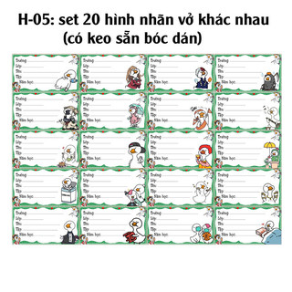Nhãn vở Meme hình con vịt - Nhãn dán Meme hình con vịt( set 20 nhãn vở)