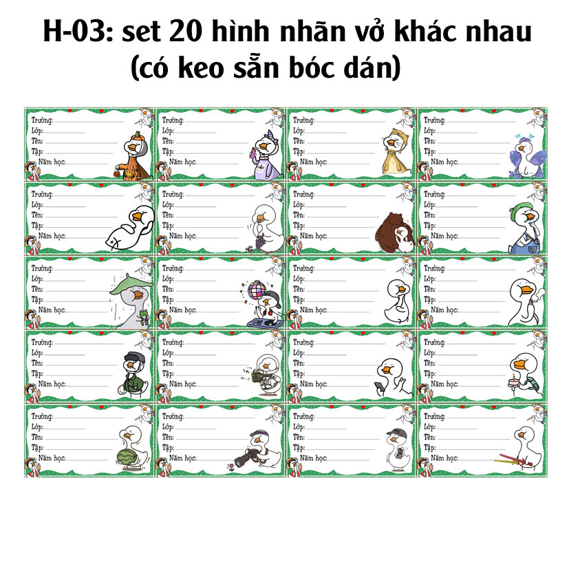 Nhãn vở Meme hình con vịt - Nhãn dán Meme hình con vịt