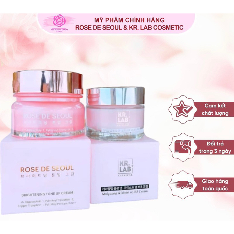 Combo kem ngày chống nắng rose de seoul  + kem mulgwang Kr.Lab hạn 2026 da căng bóng nâng tông