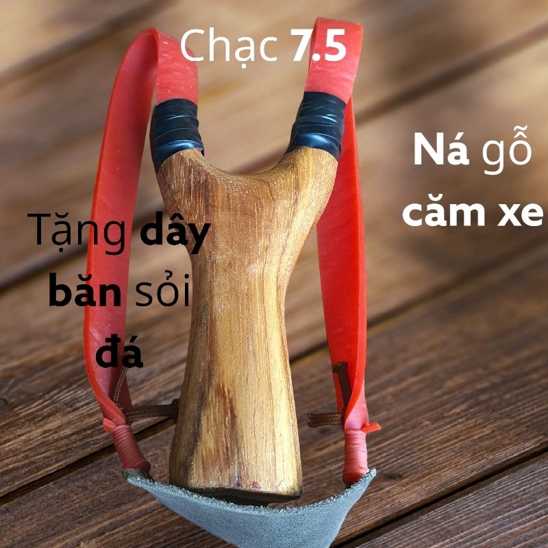 Ná gỗ hương thủ công việt nam + tặng dây có sẵn bắn sỏi đá dày 2.5mm