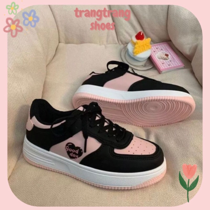 Giày sneaker thể thao phối đen hồng nữ tính đế cao có hoạ tiết kiểu Hàn Quốc G40 - trangtrangshoes