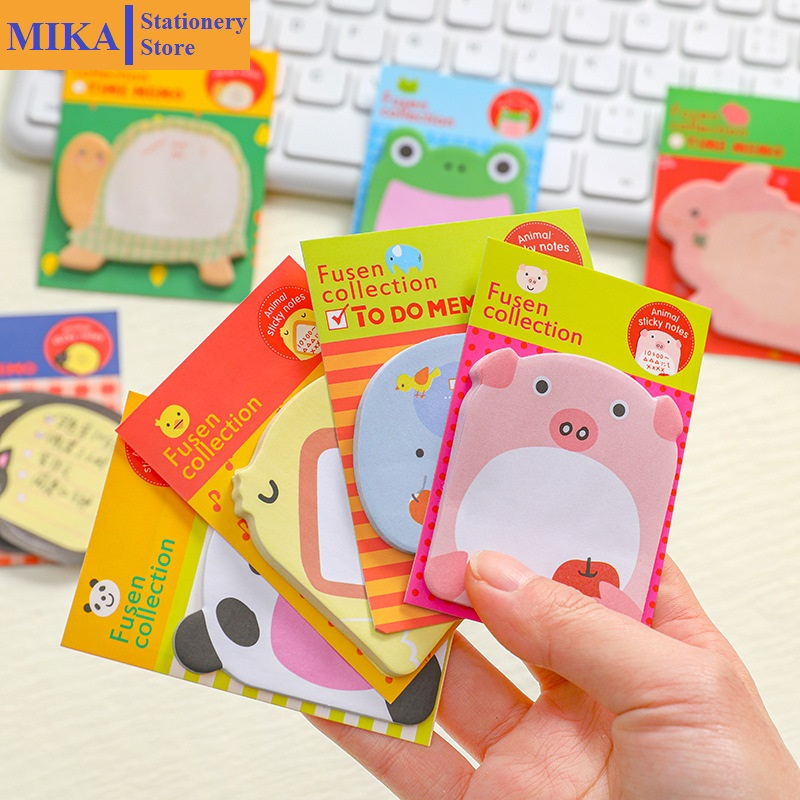 Giấy note hình động vật dễ thương MIKA, giấy ghi chú 20 tờ 8*6cm GNO5