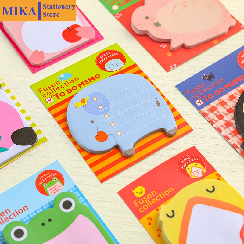 Giấy note hình động vật dễ thương MIKA, giấy ghi chú 20 tờ 8*6cm GNO5