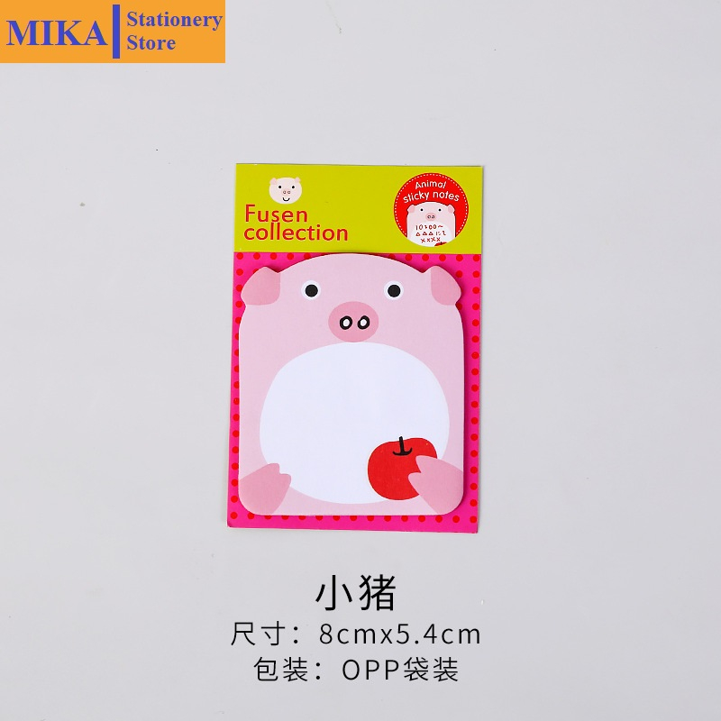 Giấy note hình động vật dễ thương MIKA, giấy ghi chú 20 tờ 8*6cm GNO5