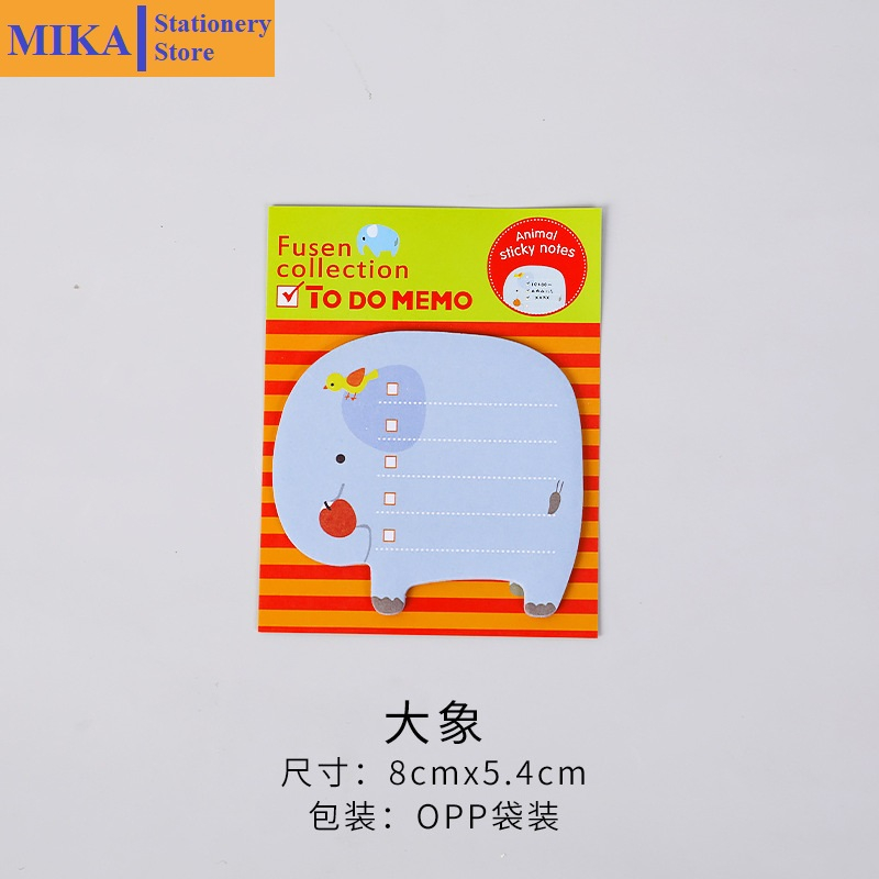 Giấy note hình động vật dễ thương MIKA, giấy ghi chú 20 tờ 8*6cm GNO5