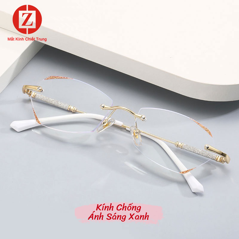 Kính 0 độ form model mới lạ 2 màu trắng và vàng ánh kim mã H5205