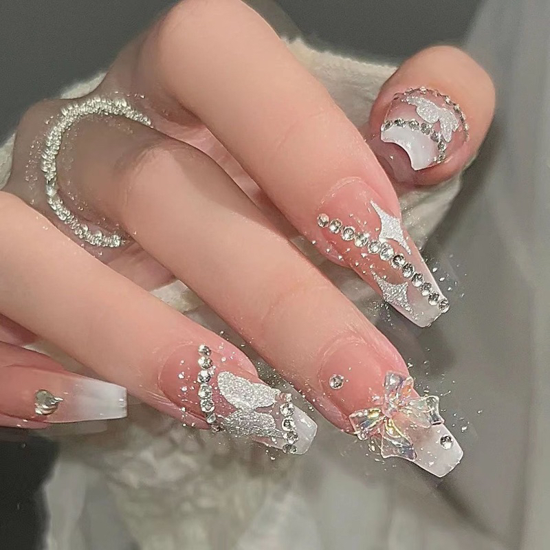 Móng giả, nailbox hot vẽ thủ công kèm keo&dũa - B603