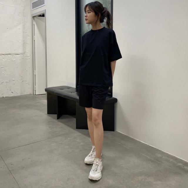 Áo Thun Trơn Form BOXY BO CỔ DÀY, BỀN | 100% Cotton * Định Lượng 250GSM - BLACK