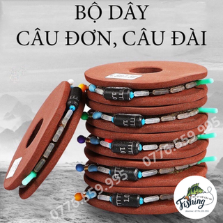 Combo 5 Trục thẻo câu đơn đài Thẻo buộc sẵn dùng cho cần câu tay_Gồm dây câu cá tàng hình, chân phao, chì, hạt chặn