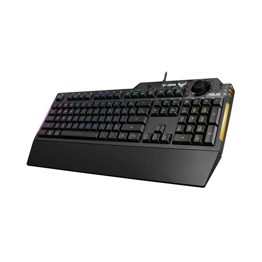Bàn phím ASUS TUF Gaming K1 RGB với núm chỉnh âm lượng chuyên dụng, chống thấm nước, chính hãng BH 24 tháng