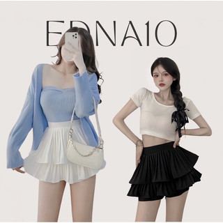 Chân váy dập li trắng đen xếp li dáng xòe hai tầng có lót trong kèm ảnh thật