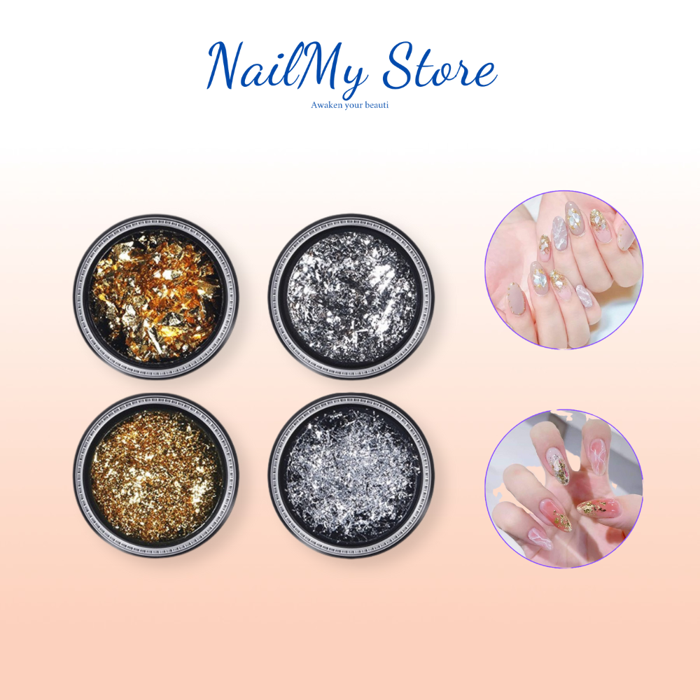 Giấy nhún vụn vàng bạc, giấy trang trí nail