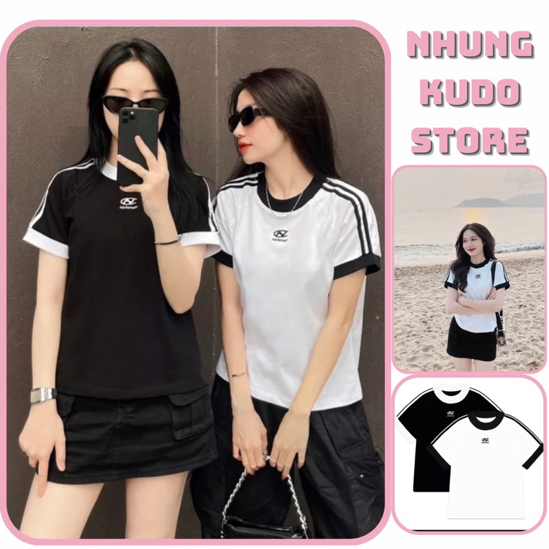 Áo baby tee form fit người 2 màu đen trắng in chữ N mùa hè dành cho nữ