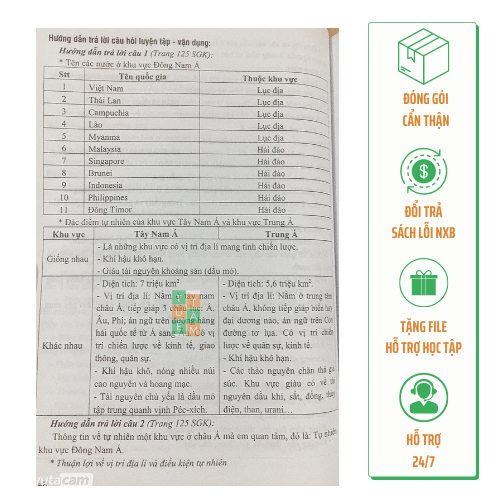 Sách - Hướng dẫn trả lời câu hỏi và bài tập Địa lí 7