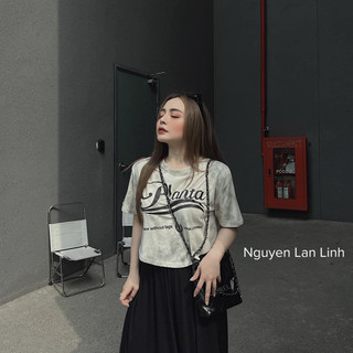 Áo thun croptop áo phông loang màu in chữ Planta QCL1 LuciK Shop AT0015