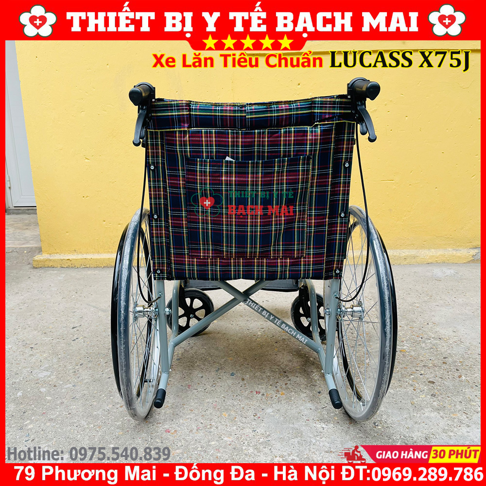 Xe Lăn Tay LUCASS X75j Có Phanh - Xe Lăn Di Chuyển Cho Người Khuyết Tật, Người Bệnh, Người Già