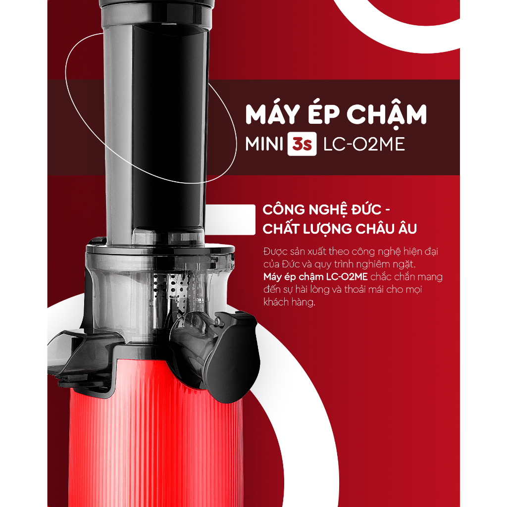 Máy ép chậm mini Máy ép hoa quả Lazychef LC – 02ME dung tích 400ml công suất 1000W ép kiệt bã, nhỏ gọn, dễ tháo lắp