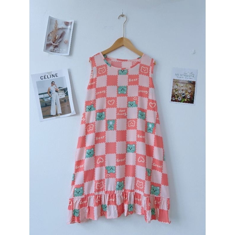 Váy Bầu Sát Nách Mặc Ngủ Mùa Hè Ở Nhà Lanh Lụa Mát Mẻ Thấm Hút Mồ Hôi