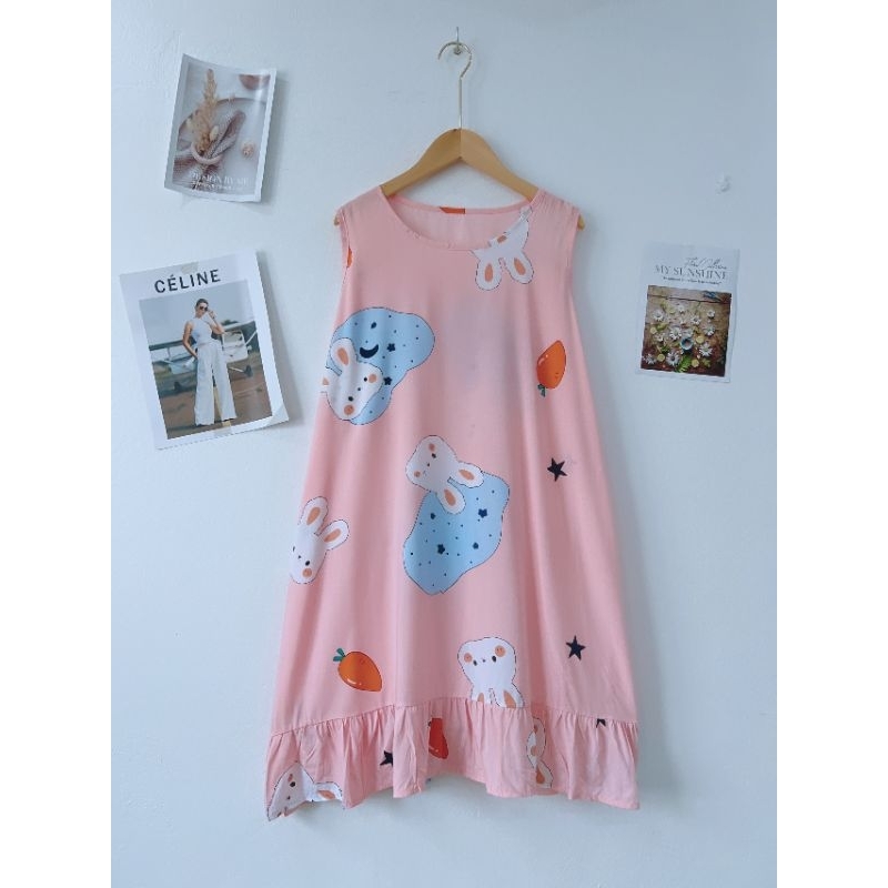 Váy Bầu Sát Nách Mặc Ngủ Mùa Hè Ở Nhà Lanh Lụa Mát Mẻ Thấm Hút Mồ Hôi