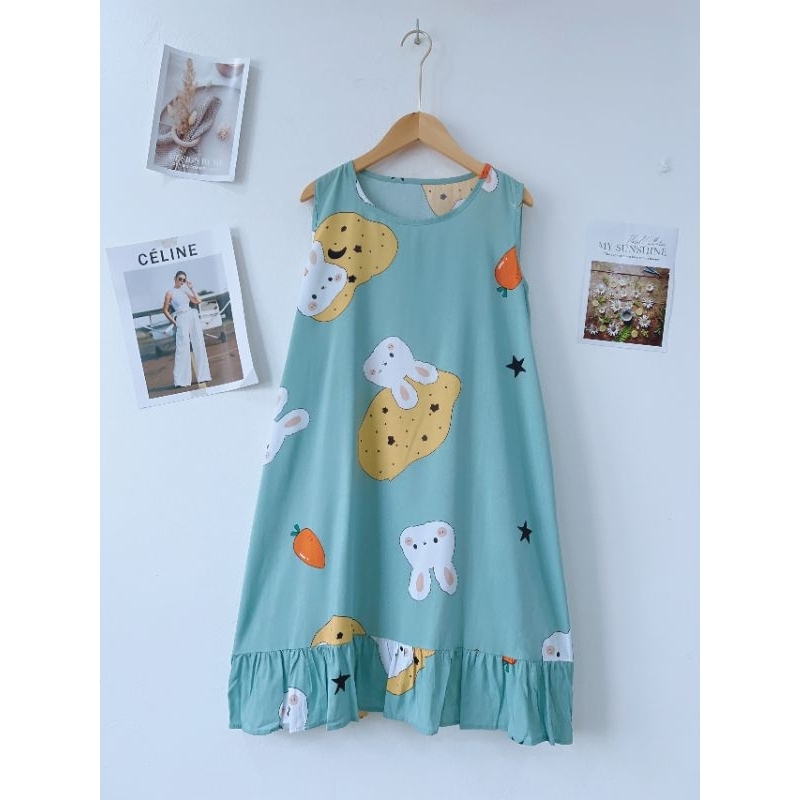 Váy Bầu Sát Nách Mặc Ngủ Mùa Hè Ở Nhà Lanh Lụa Mát Mẻ Thấm Hút Mồ Hôi