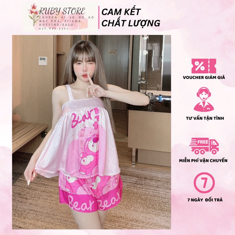 Đồ Bộ Đùi Dây Bigsize 40-67kg Chất Liệu Xước Dây Nhún, Đồ Mặc Nhà, Bộ Ngủ Nữ Tay Ngắn Quần Ngố Chất 