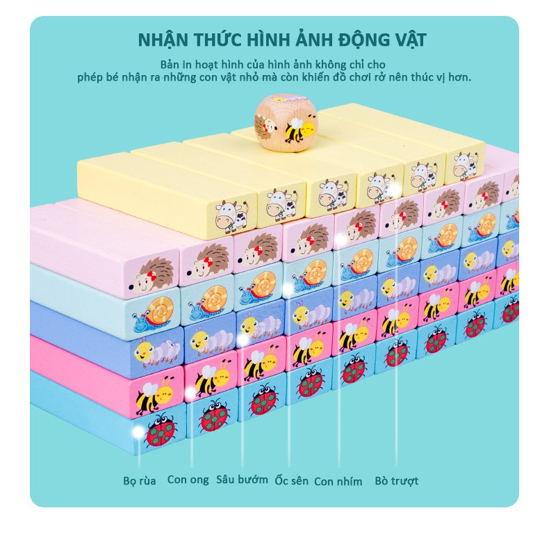 Đồ Chơi Rút Gỗ Domino 51 Thanh In Hình Ngộ Nghĩnh Với Nhiều Màu Sắc Sinh Động Rèn Luyện Tư Duy, Tính Kiên Trì Cho Bé