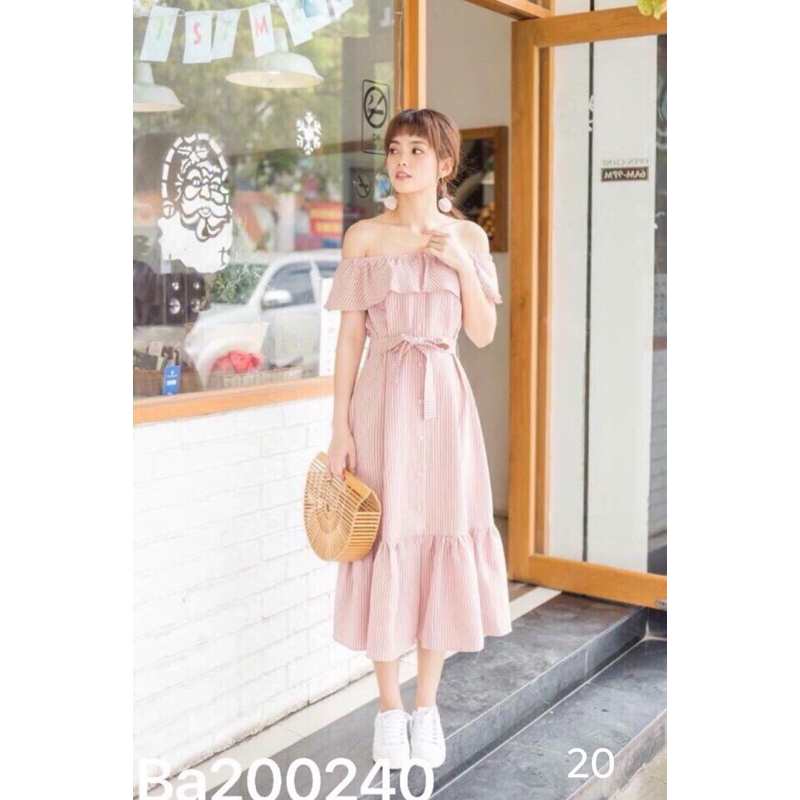 maxi sọc Hồng bẹt vai