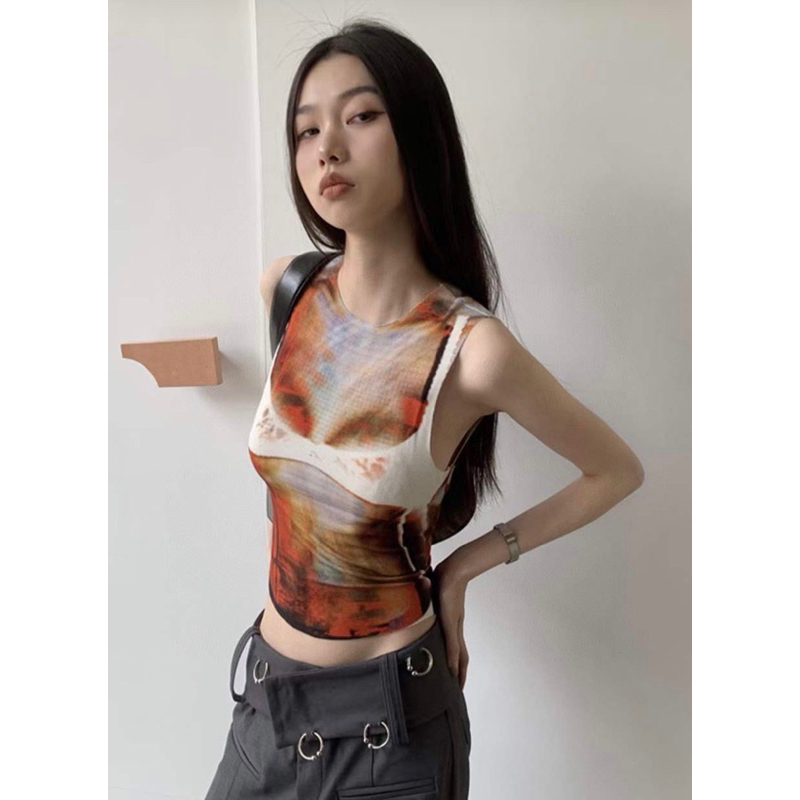 Áo ba lỗ giấy loang kiểu
