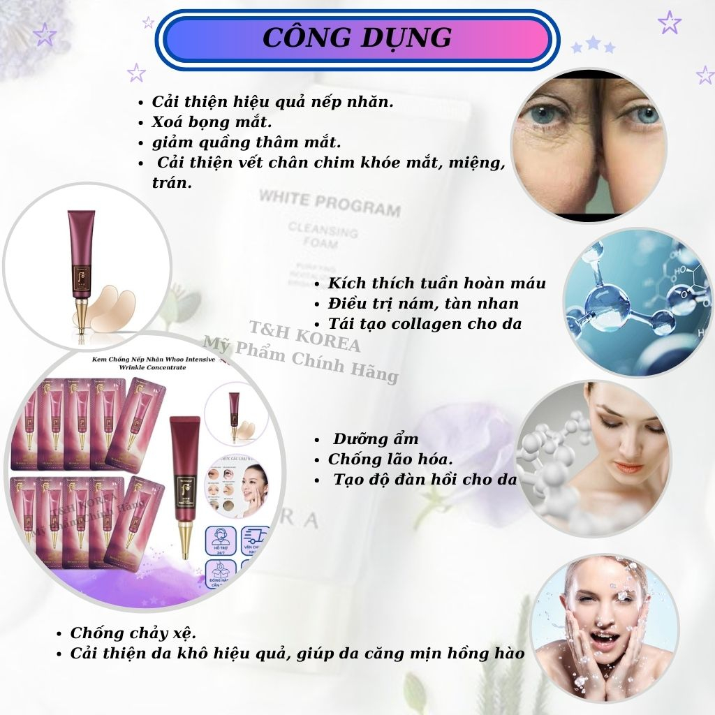 Gói kem chống nhăn và xoá thâm quầng mắt cao cấp Whoo Intensive Wrinkle Concentrate 1ml | BigBuy360 - bigbuy360.vn