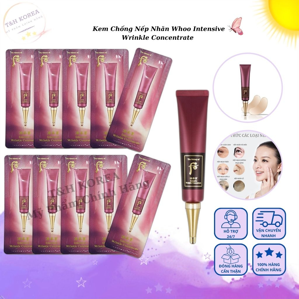 Gói kem chống nhăn và xoá thâm quầng mắt cao cấp Whoo Intensive Wrinkle Concentrate 1ml | BigBuy360 - bigbuy360.vn
