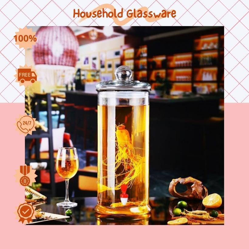 BÌNH NGÂM RƯỢU THỦY TINH THÁI LAN, TRỤ TRƠN, NẮP SIÊU KHÍT, LOẠI: 20L